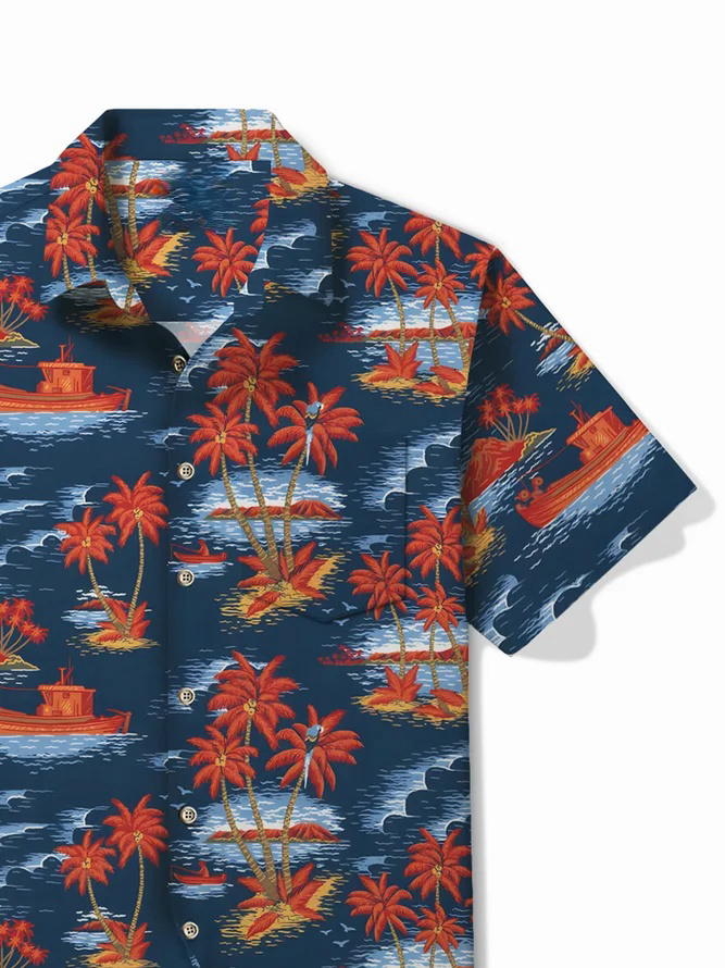 Hawaiian Printed Men's Button Pocket Shirt