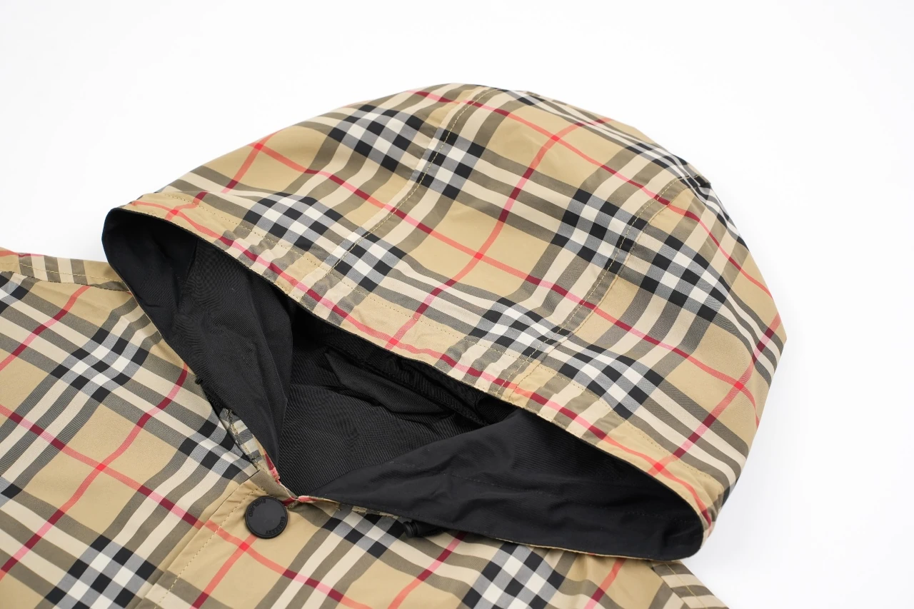 Burberry Beige Check Reversible Hooded Button Jacket product photo from LabelPicks