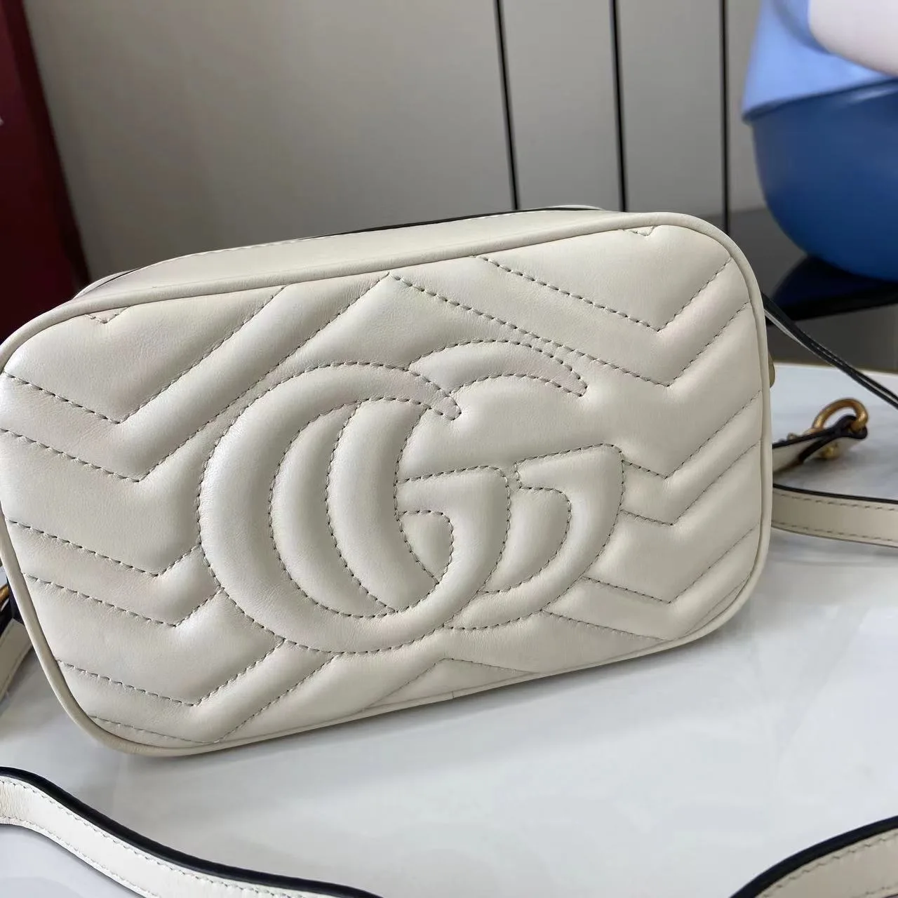 Gucci White Marmont GG Supreme Canvas Crossbody Bag product photo from LabelPicks