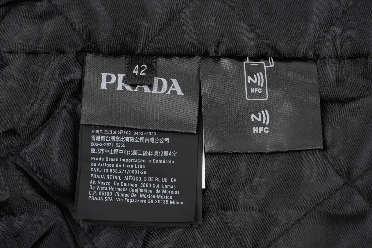 Prada Black Distressed Padded Jacket with Back Triangle Leather Patch product photo from LabelPicks