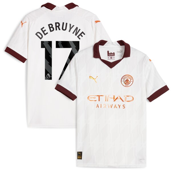 Kevin De Bruyne Manchester City Puma Youth 2023/24 Away Replica Jersey - White