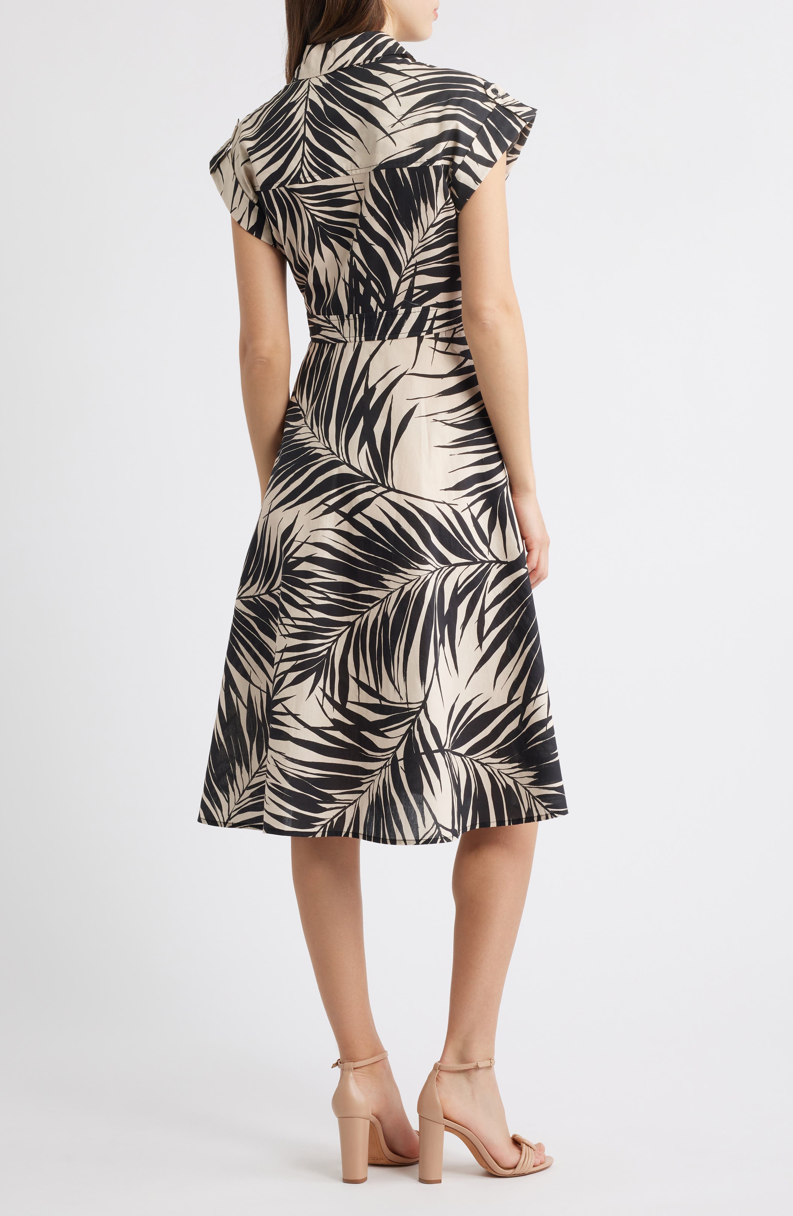 Vince Camuto Fern Print Cotton Poplin Midi Shirtdress