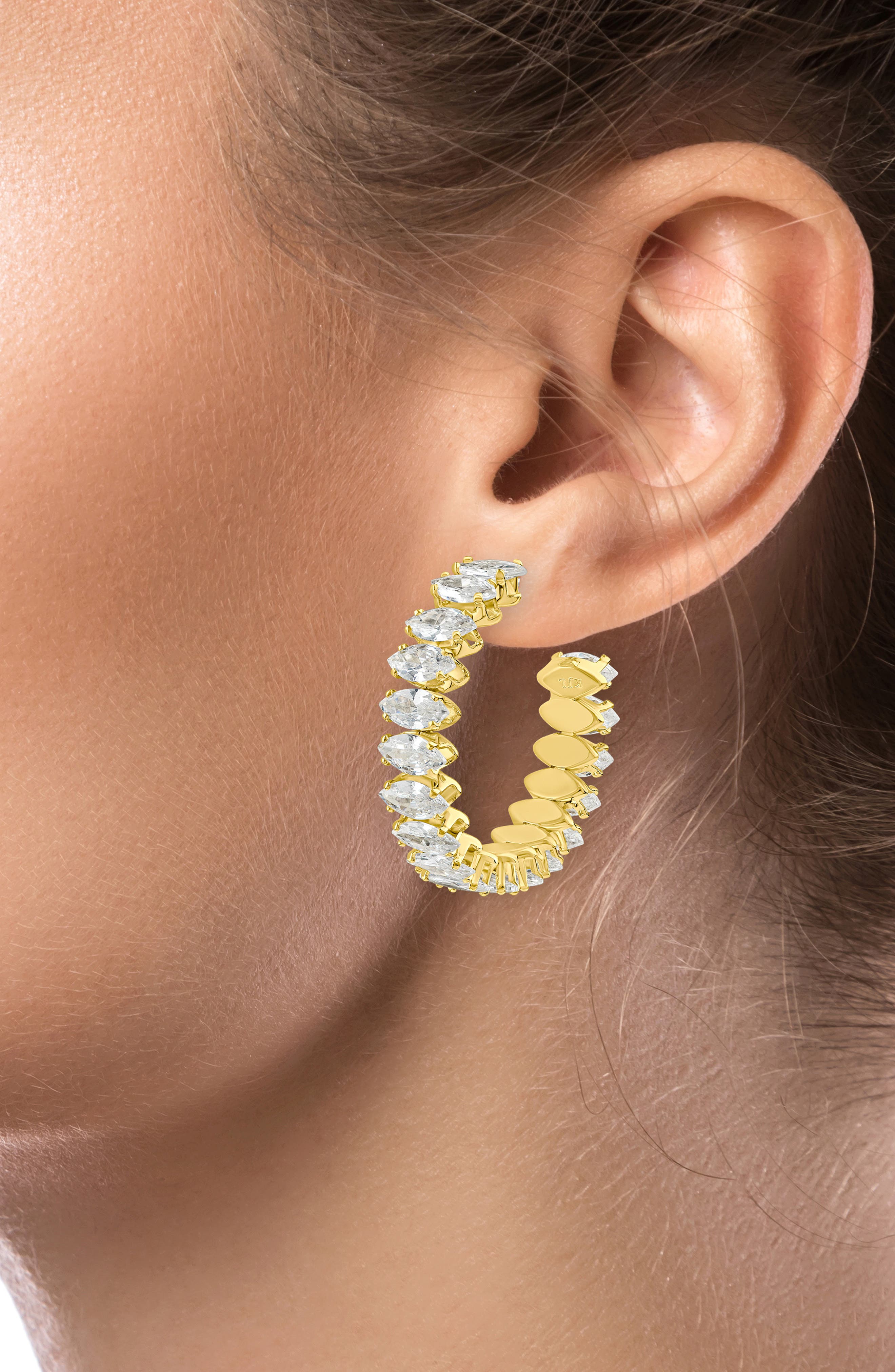 CZ by Kenneth Jay Lane Marquise Cubic Zirconia Hoop Earrings