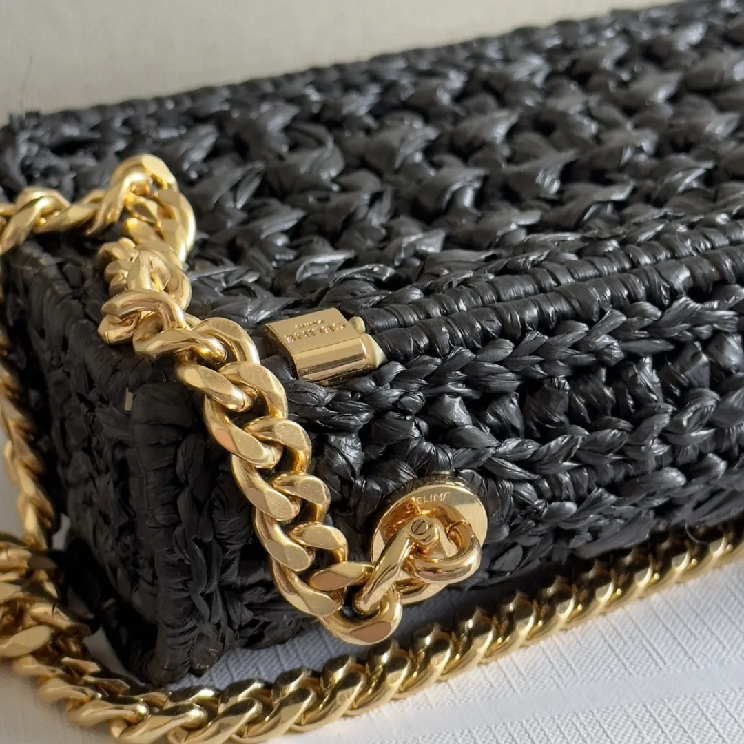 Celine Straw Woven Triomphe Shoulder Bag product photo from LabelPicks