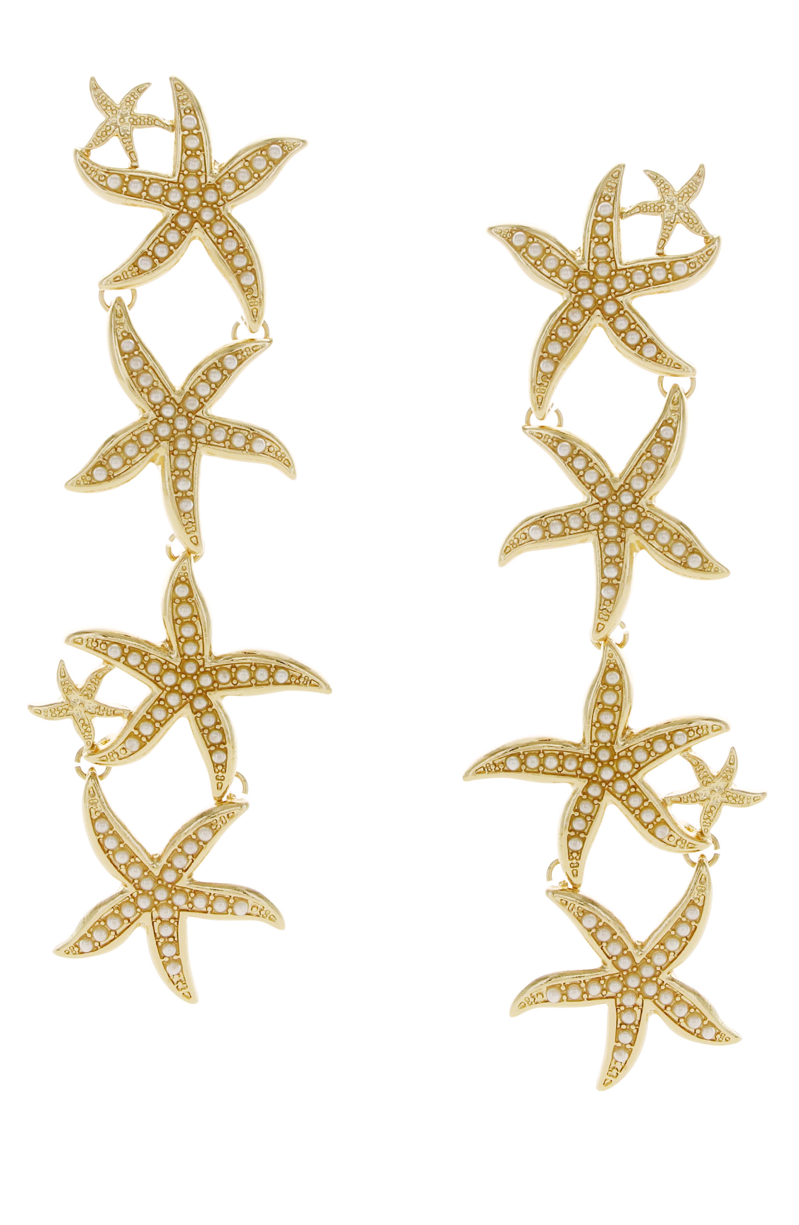 OLIVIA WELLES Starfish Faux Pearl Trail Drop Earrings