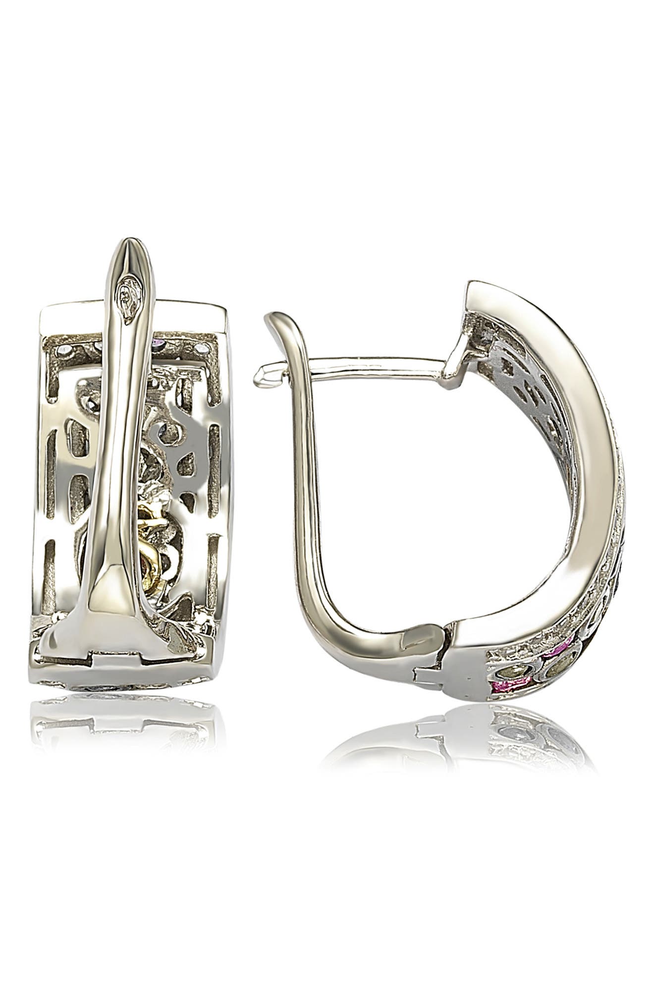 SUZY LEVIAN Sterling Silver & Pink Sapphire Huggie Hoop Earrings
