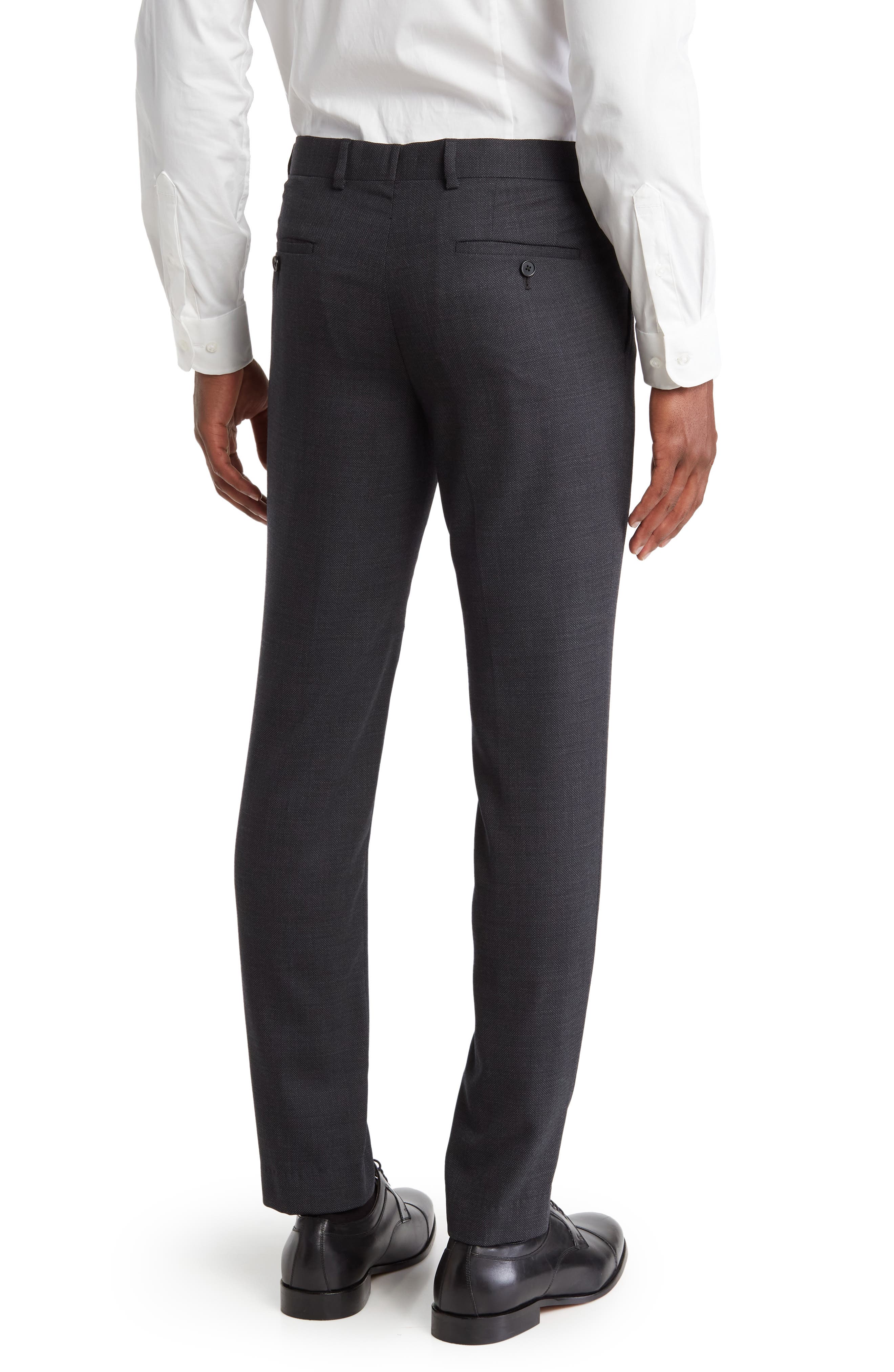 Original Penguin Charcoal Grey Birdseye Stretch Suit Pants