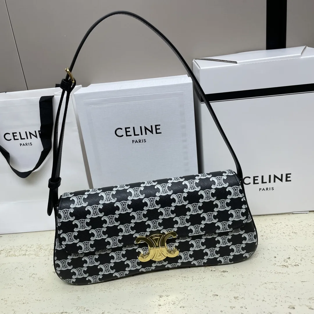 Celine Silver Triomphe Lambskin Shoulder Bag product photo from LabelPicks