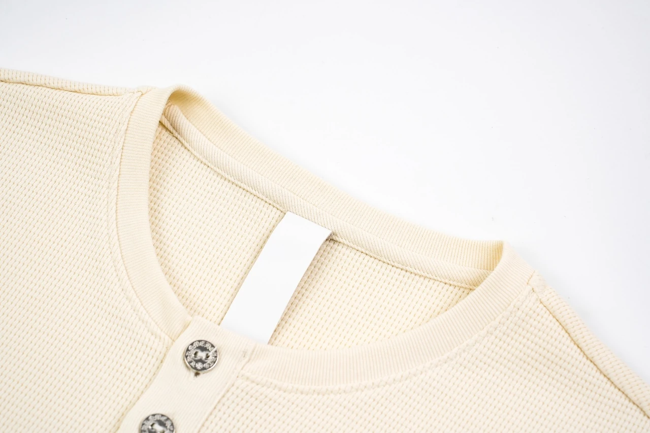 Chrome Hearts Cream Embroidered Silver Button Waffle Henley Long Sleeve product photo from LabelPicks
