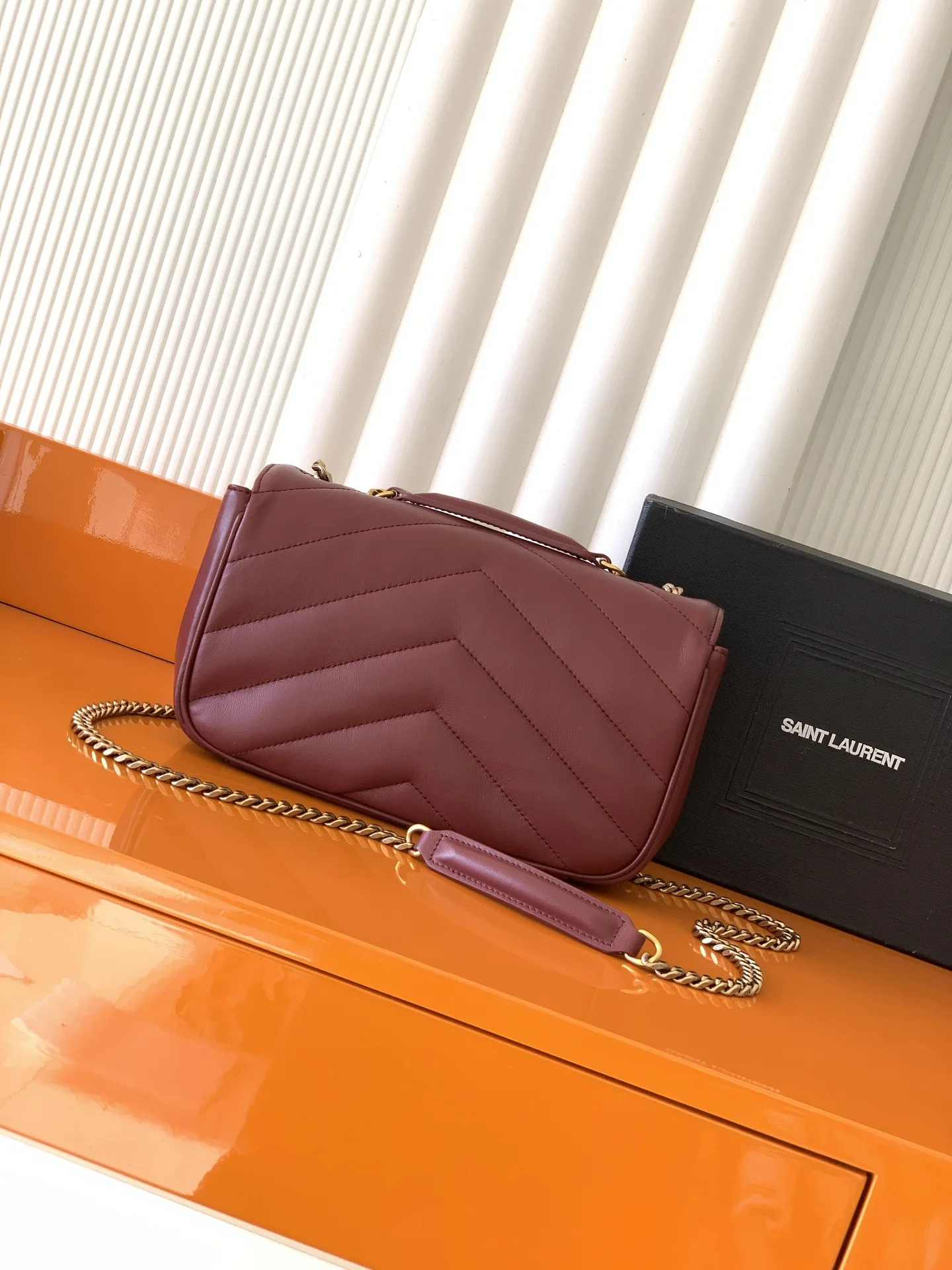 Saint Laurent Burgundy Loulou Lambskin Shoulder Bag product photo from LabelPicks