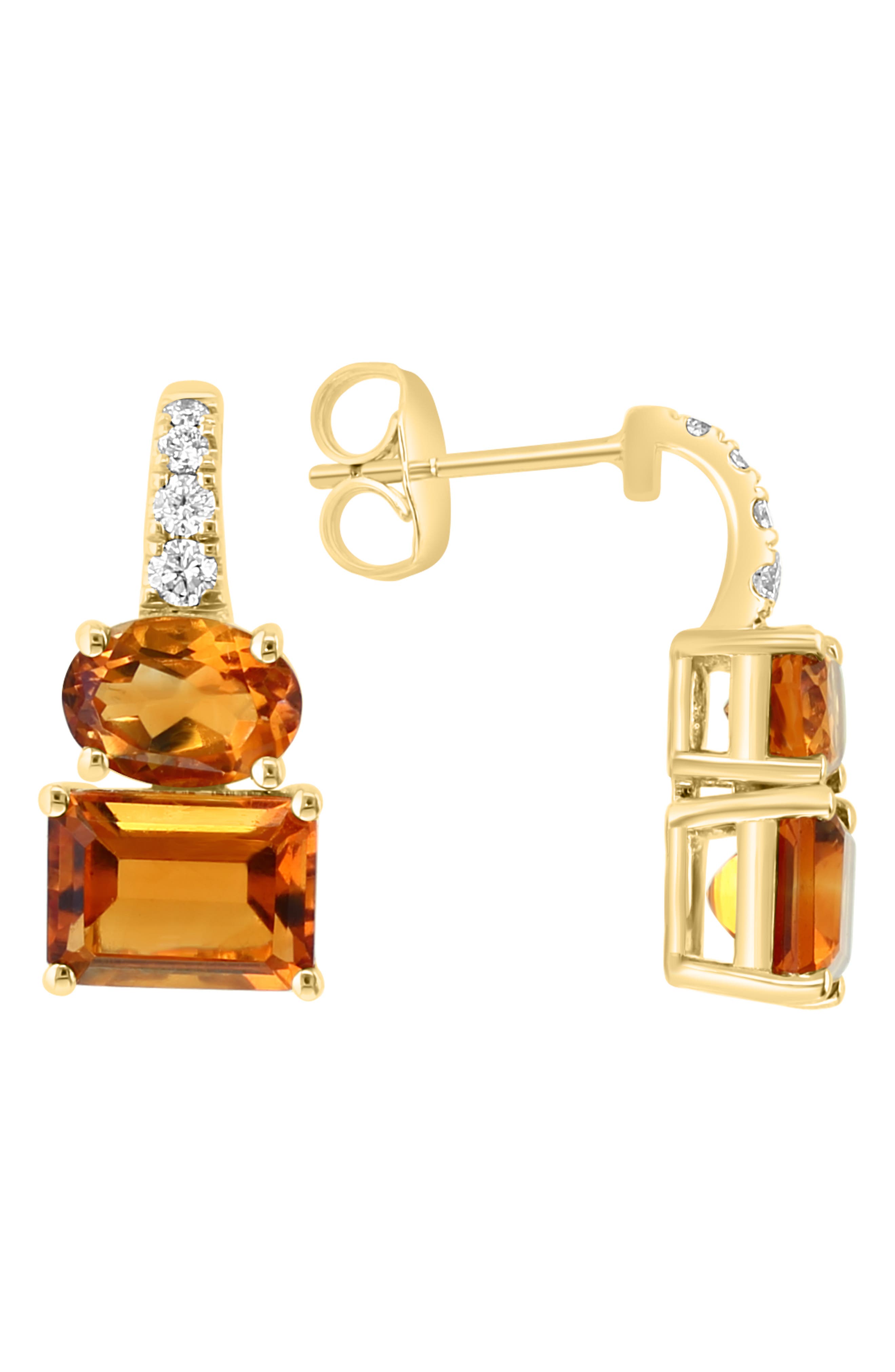 EFFY 14K Gold Diamond & Citrine Drop Earrings