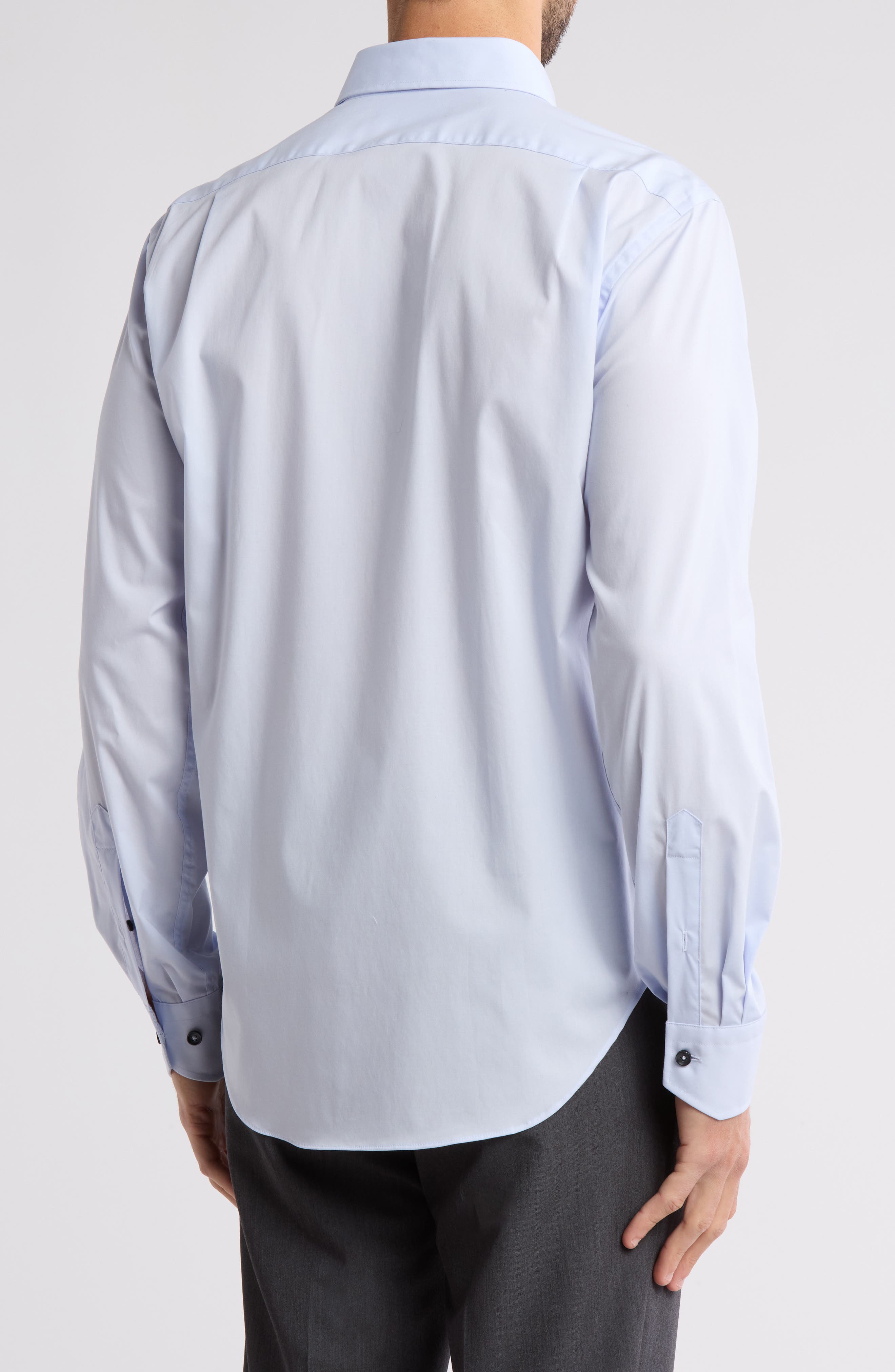 Lorenzo Uomo Trim Fit Solid Stretch Cotton Dress Shirt
