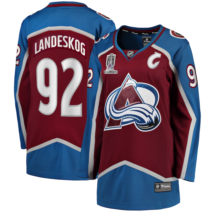 Gabriel Landeskog Colorado Avalanche Women's Home 2022 Stanley Cup Champions Breakaway Player Jersey - Burgundy