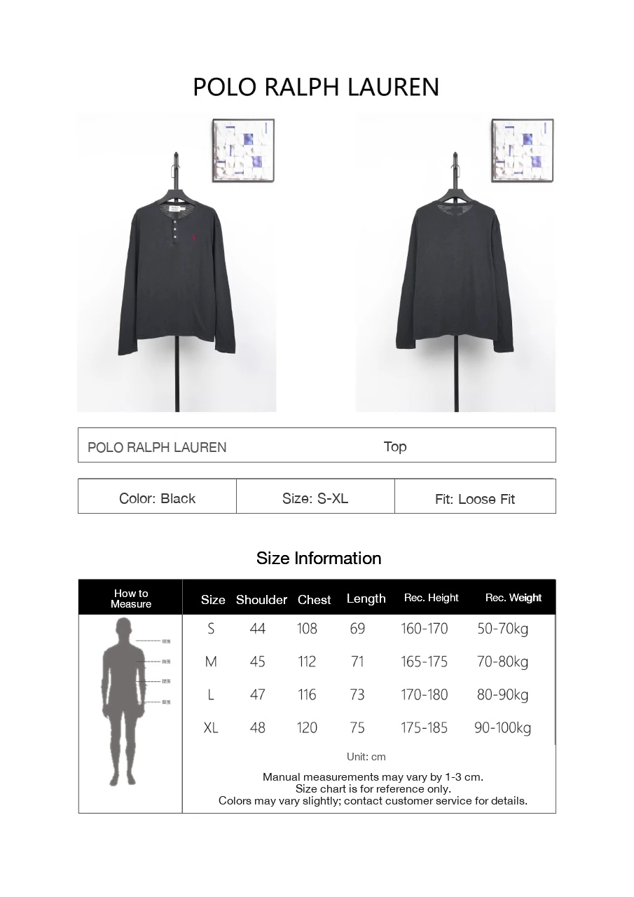 Ralph Lauren Black Pony Embroidered Henley Long Sleeve T-Shirt product photo from LabelPicks
