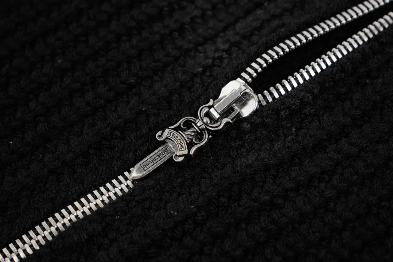 Chrome Hearts Black Cross Leather Patch Wool Zip Cardigan product photo from LabelPicks