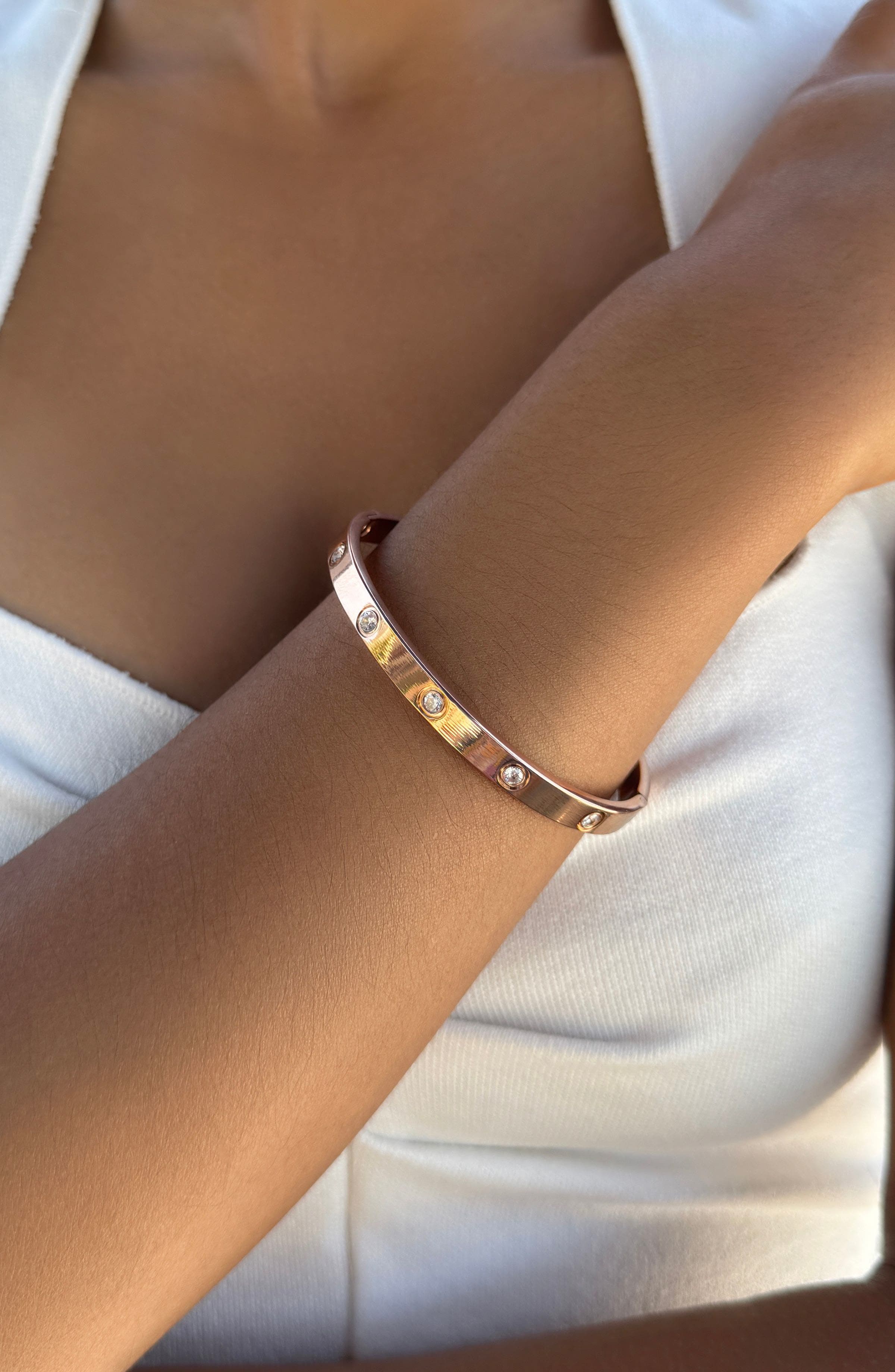 Adornia Tarnish Resistant Crystal Bangle Bracelet