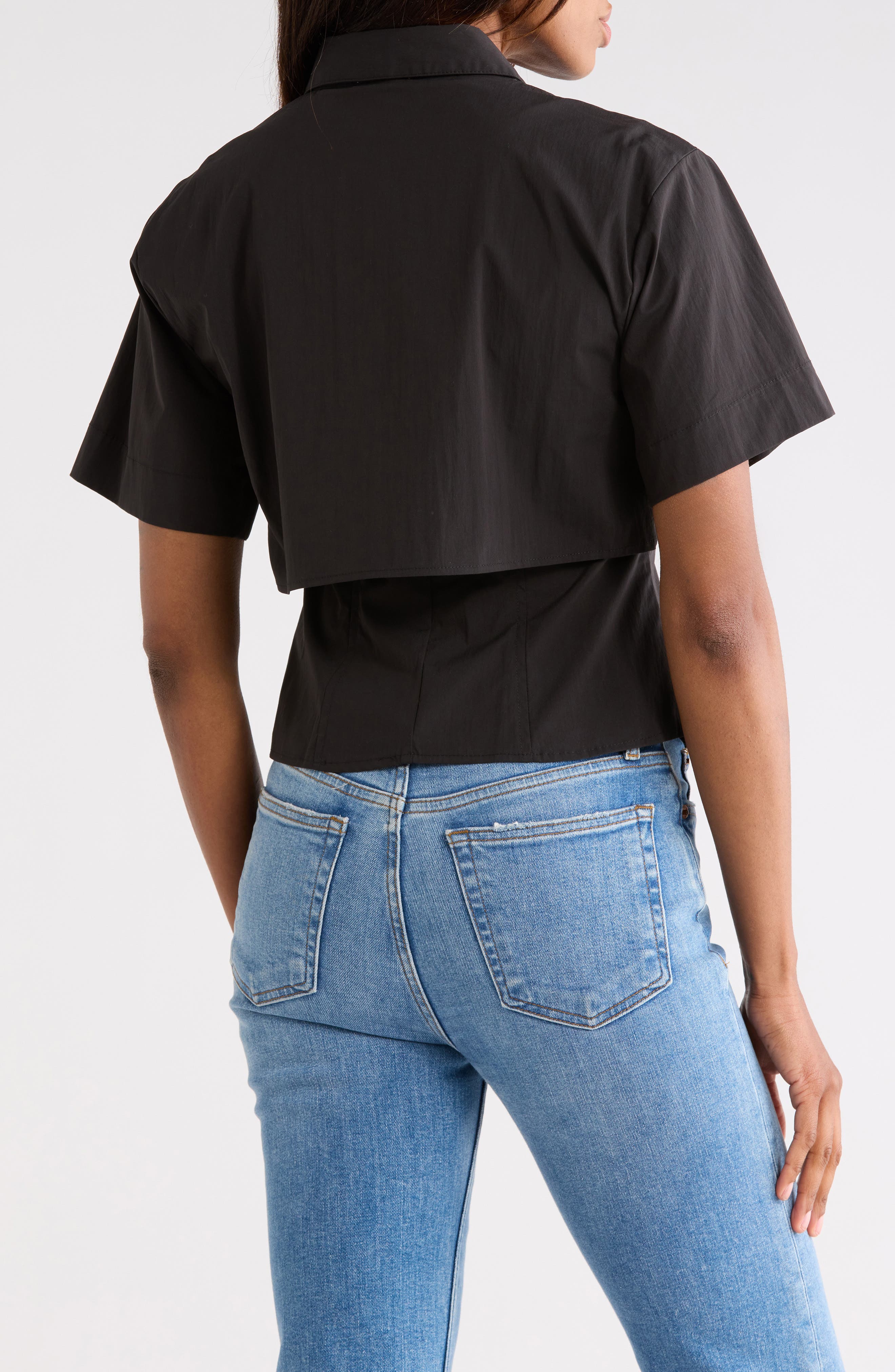 JASON WU Short Sleeve High-Low Button-Up Shirt
