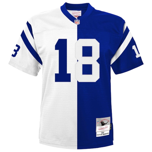 Peyton Manning Indianapolis Colts Youth Split Legacy Jersey - White/Royal
