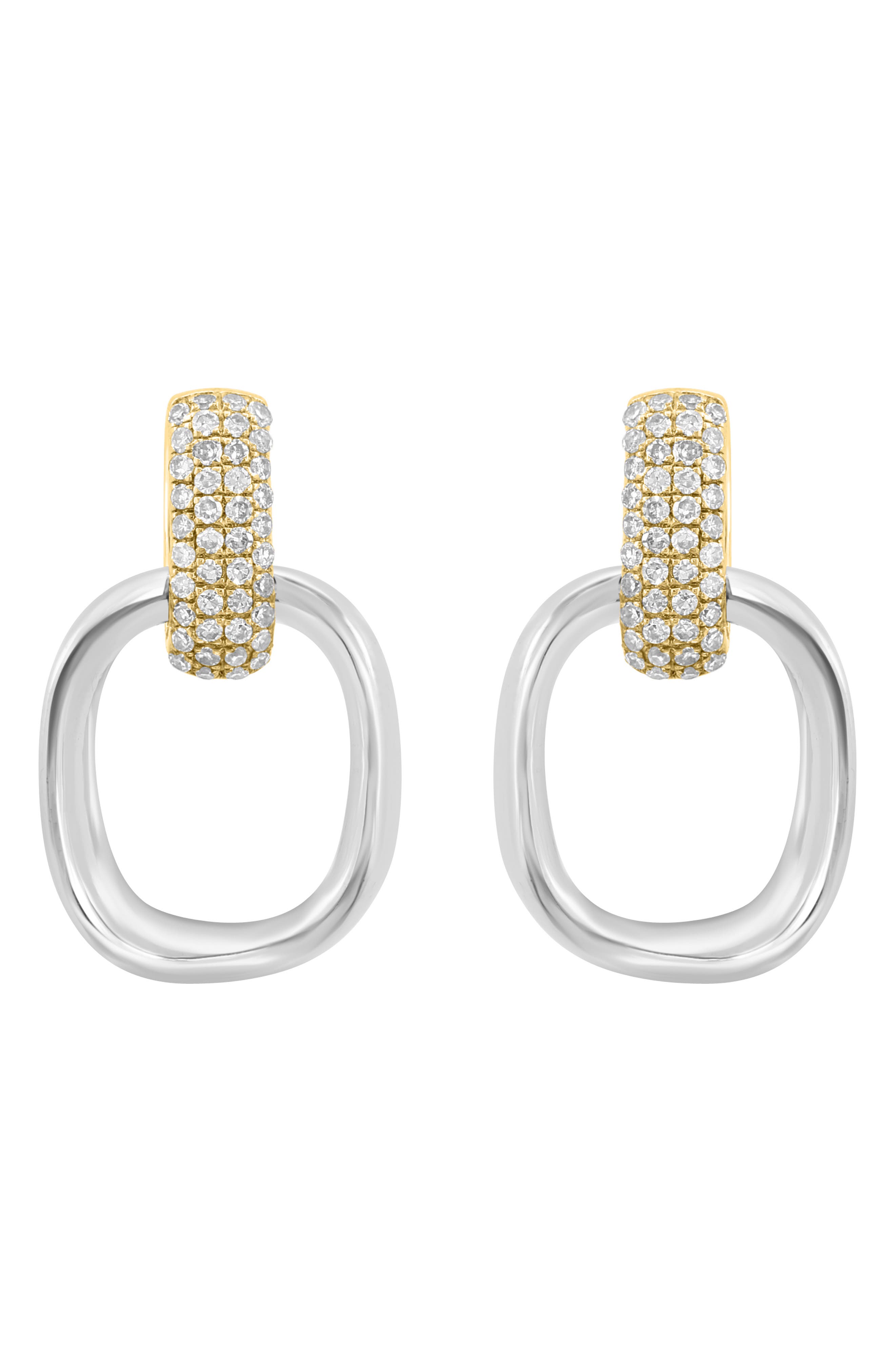 EFFY 14K Gold Plated Sterling Silver Pavé Diamond Doorknocker Drop Earrings - 0.25ct.
