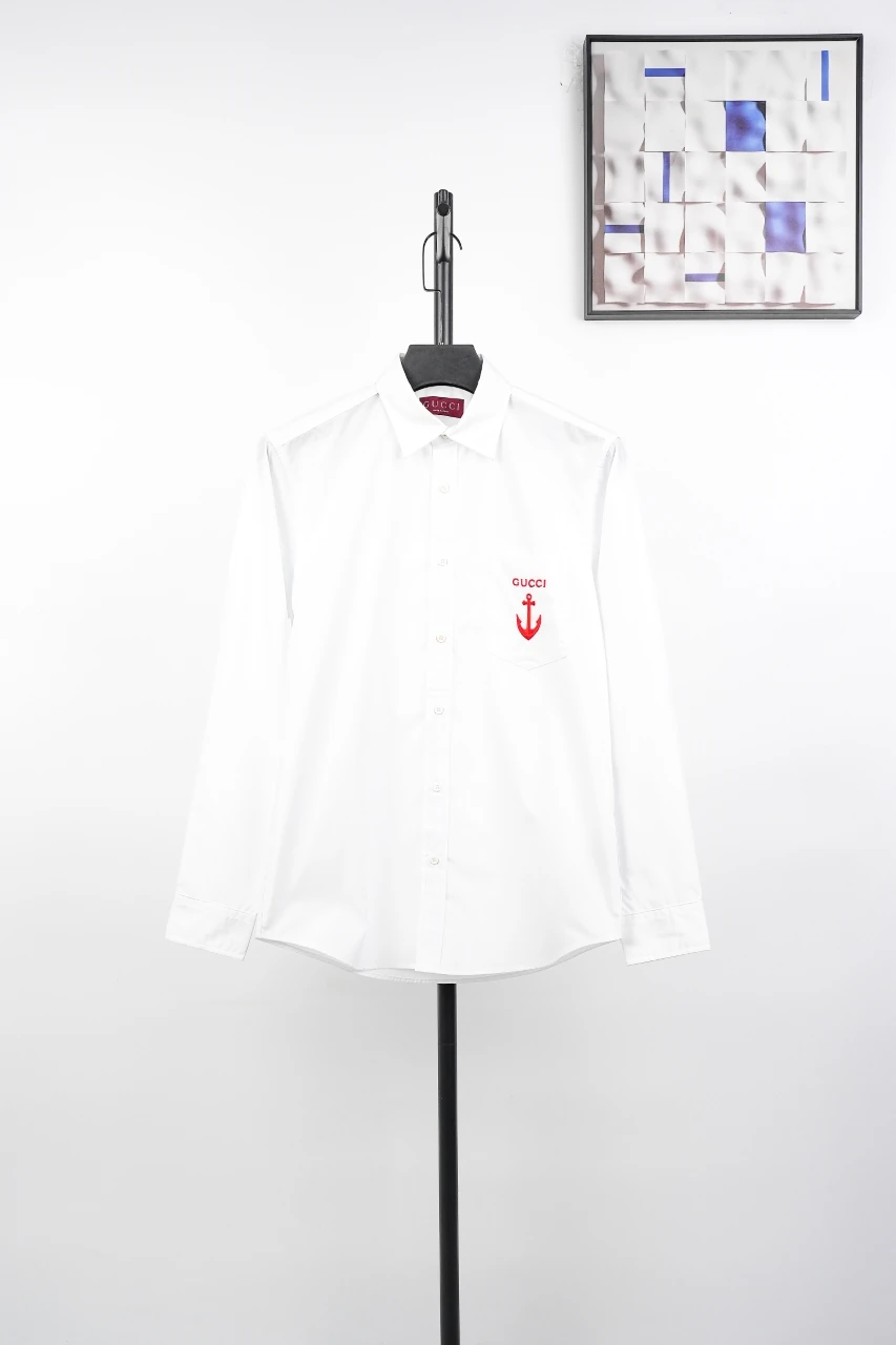 GUCCI White Anchor Embroidered Long-Sleeve Shirt product photo from LabelPicks