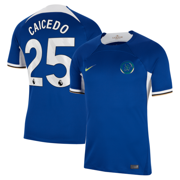 Moisés Caicedo Chelsea Nike 2023/24 Home Stadium Replica Player Jersey - Blue/Mint/Navy