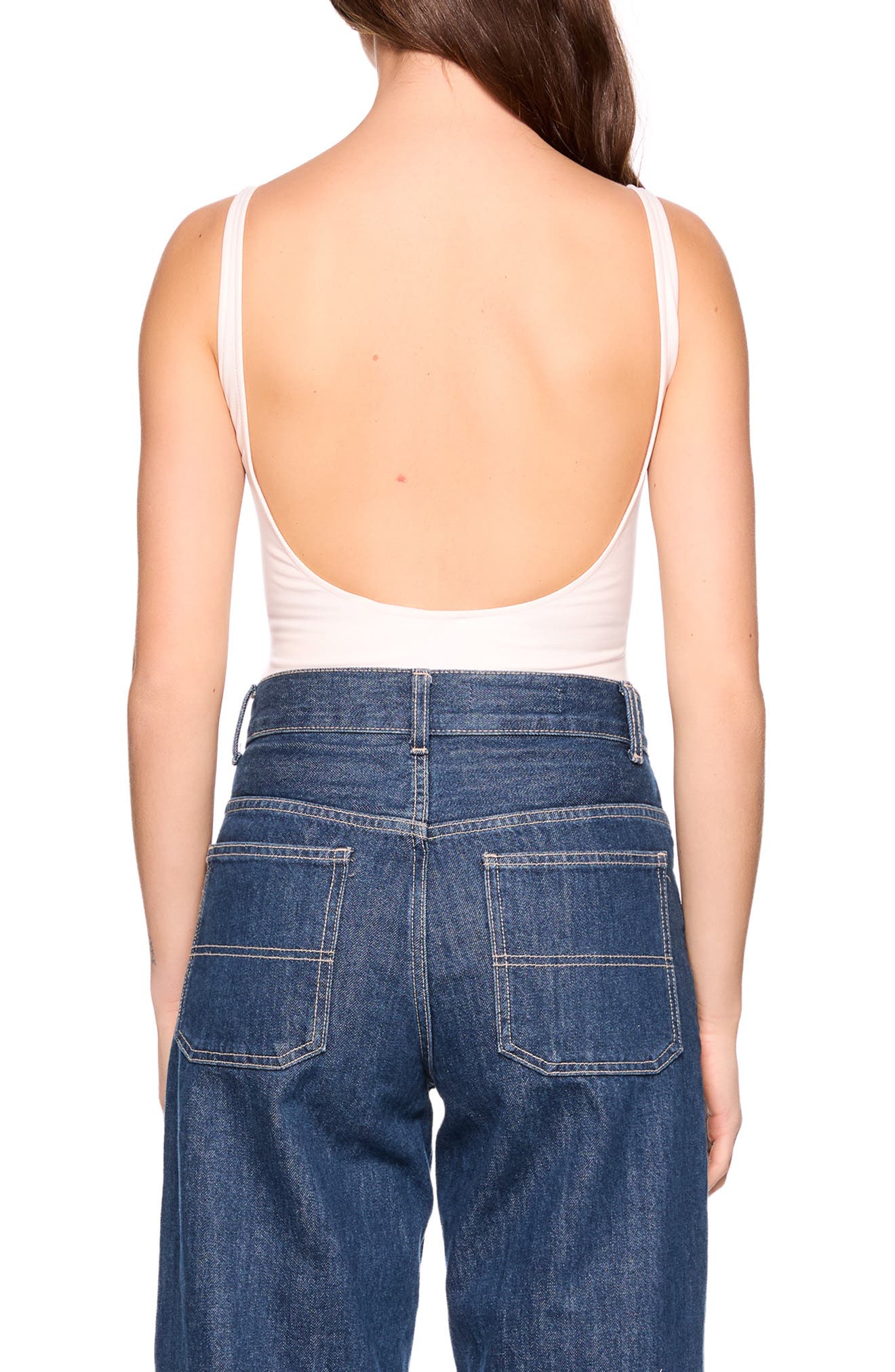 Susana Monaco Faux Leather Low Back Bodysuit