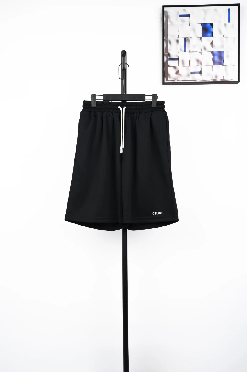 CELINE Black Logo Drawstring Sweat Shorts product photo from LabelPicks