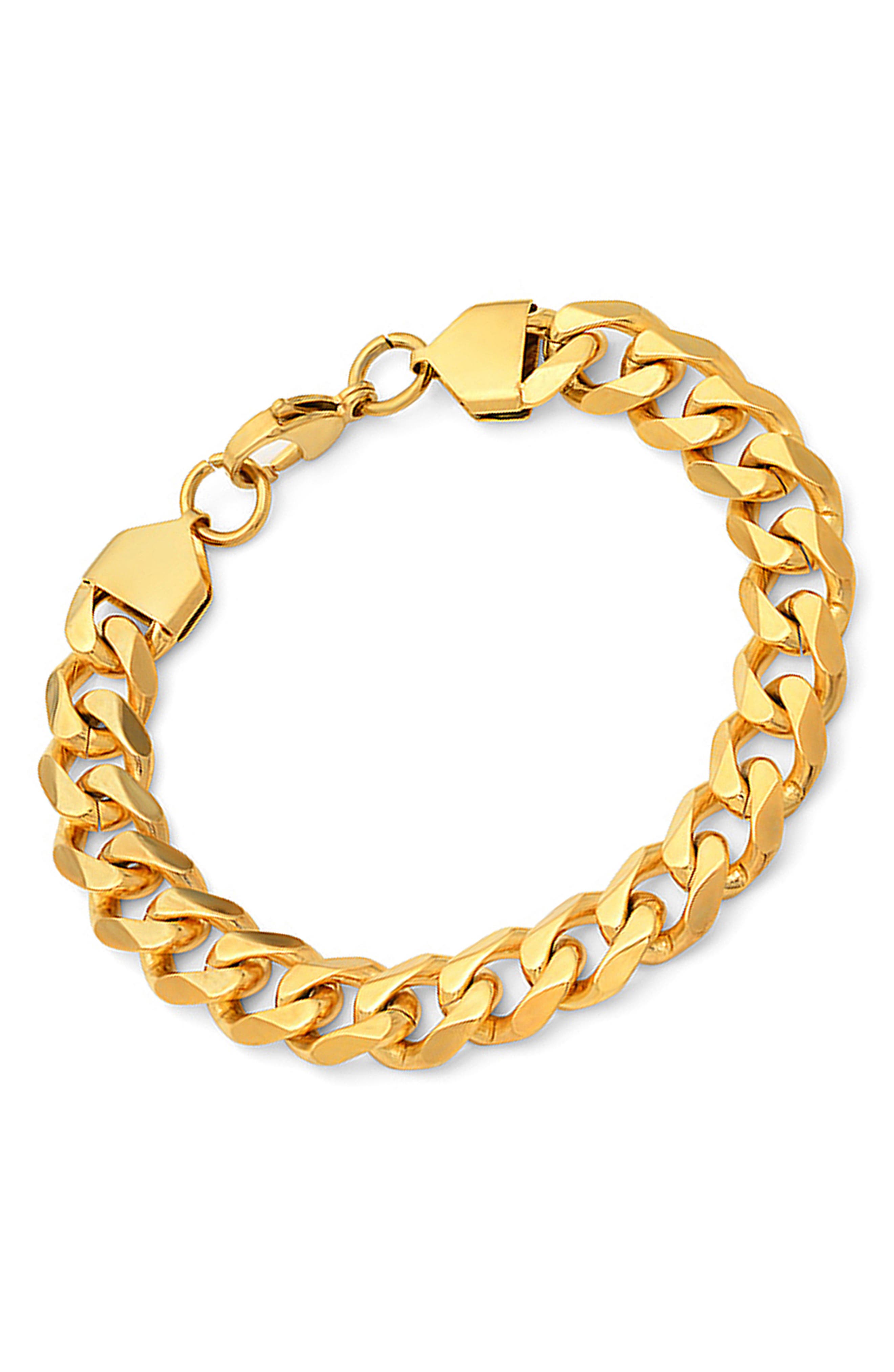 HMY JEWELRY 18K Gold Plated Stainless Steel Chain Link Bracelet