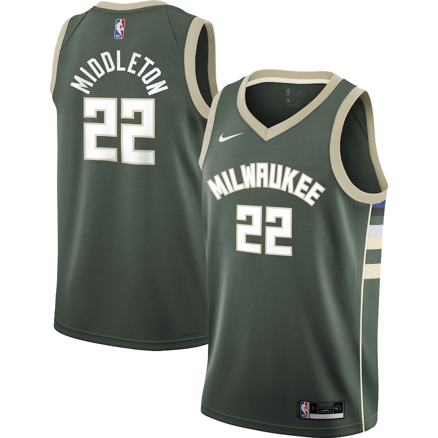 Khris Middleton Milwaukee Bucks Nike Youth 2021/22 Swingman Jersey - Icon Edition - Hunter Green