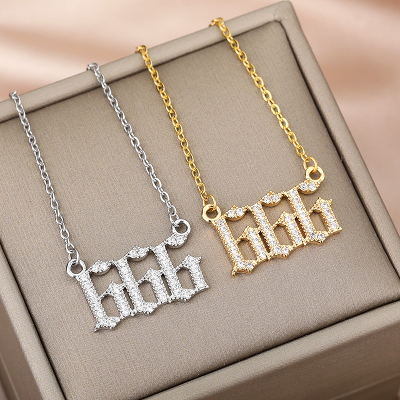 111-999 Angel Number Necklace with Bling Zirconia