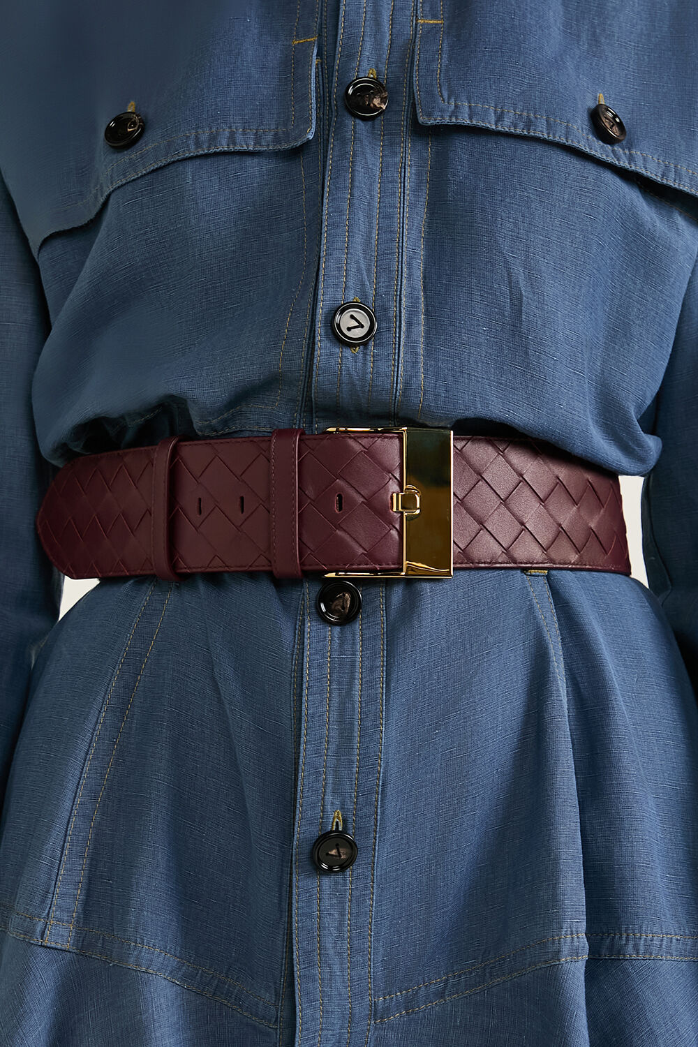 BOTTEGA VENETA חגורת עור קלועה