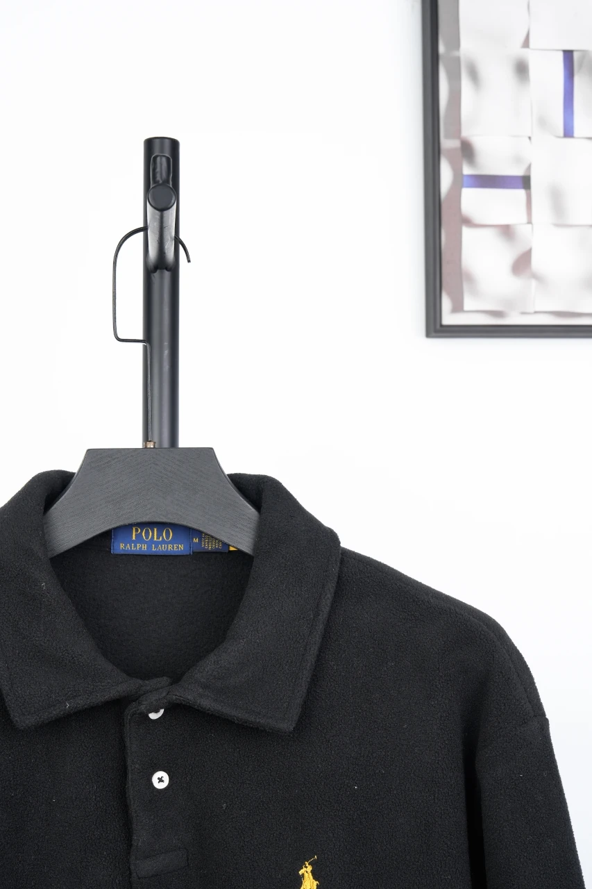 Ralph Lauren Black Pony Embroidered Fleece Long Sleeve Polo Shirt product photo from LabelPicks