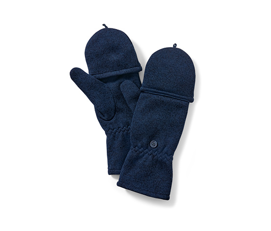 Strickfleece-Klappfäustlinge, blau