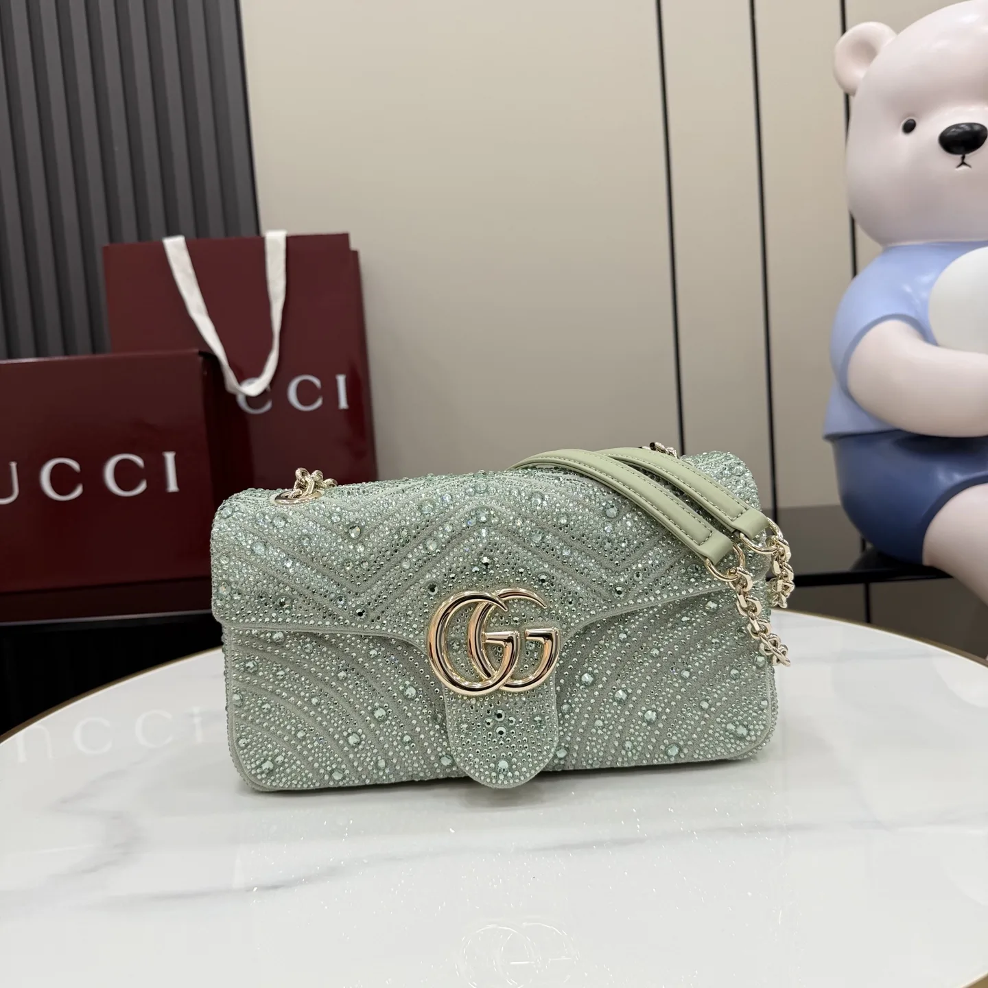 Gucci Marmont Green GG Supreme Canvas Shoulder Bag product photo from LabelPicks
