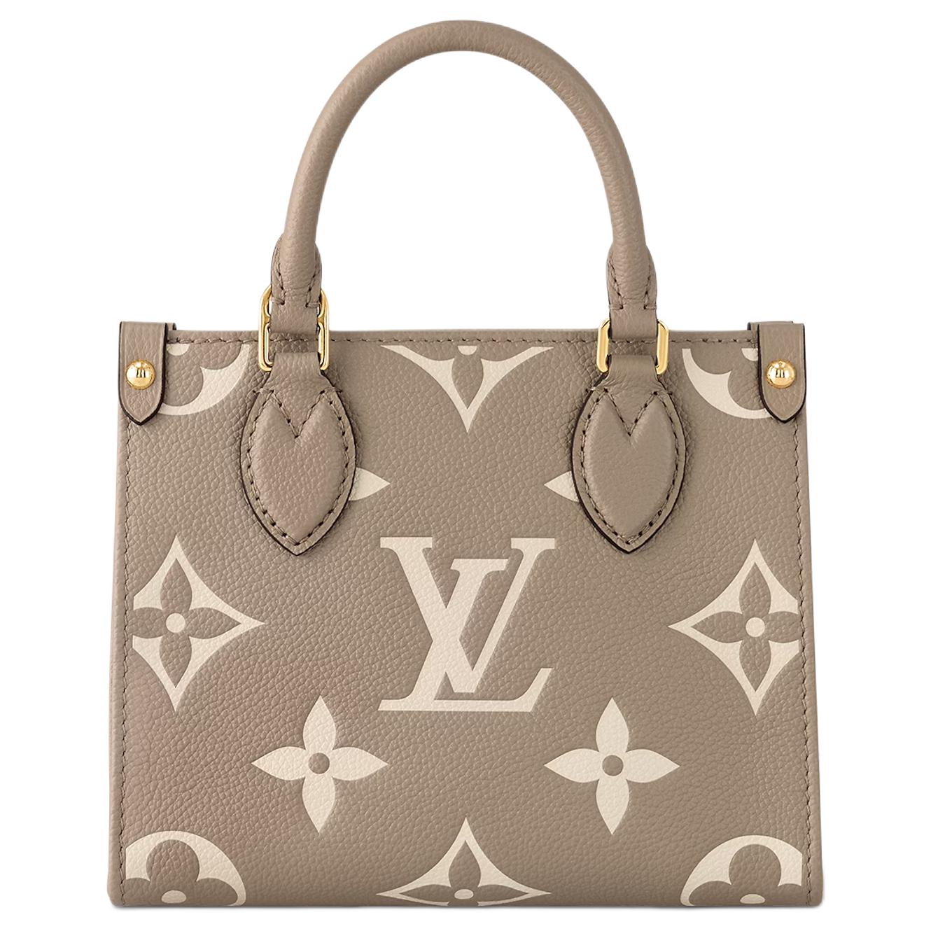 LOUIS VUITTON ONTHEGO BB Tote Bag - With Removable & Adjustable Shoulder Strap, for Women, Dove Grey with Cream Accents