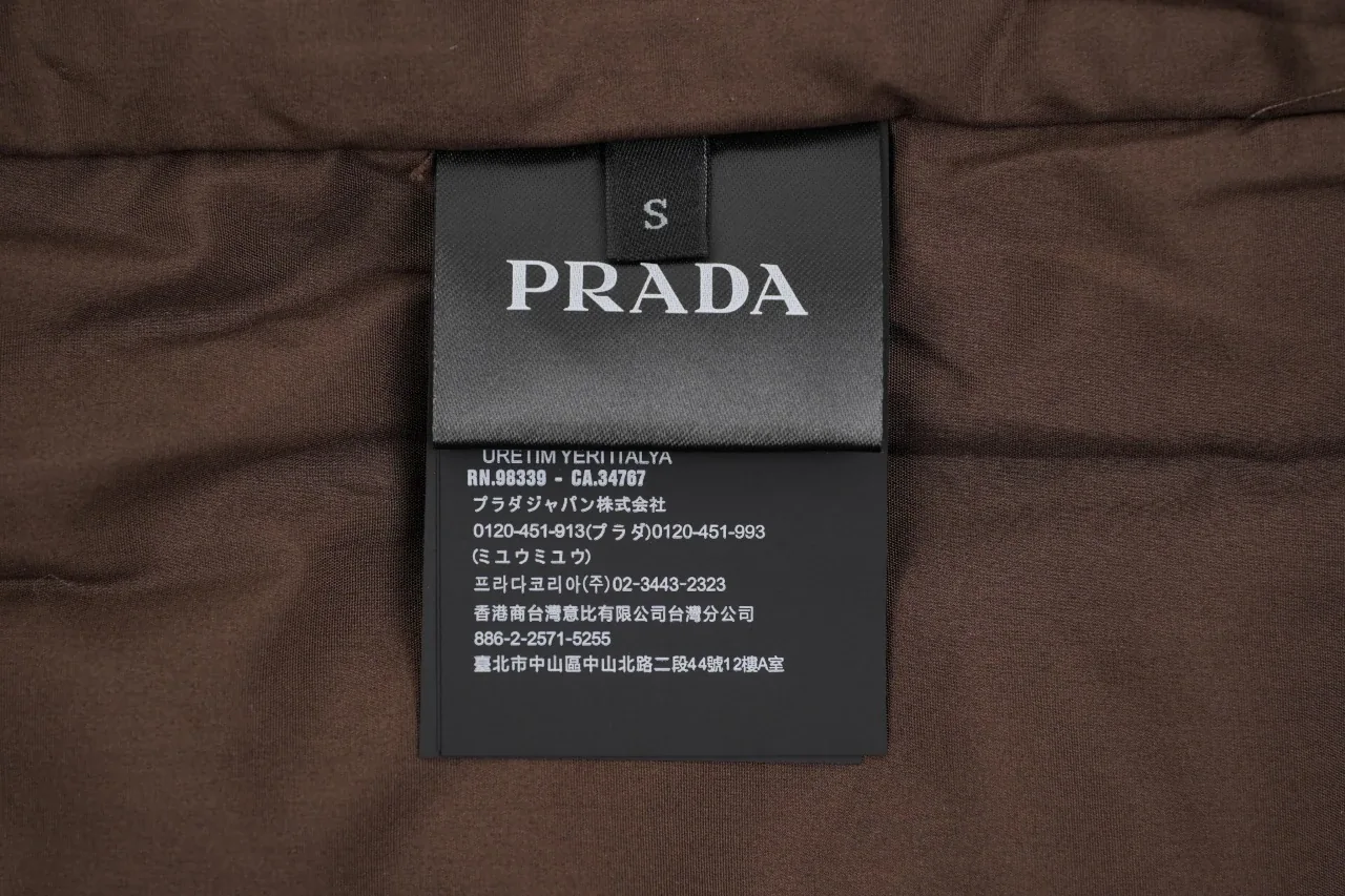Prada Brown Pocket Triangle Logo Padded Jacket product photo from LabelPicks