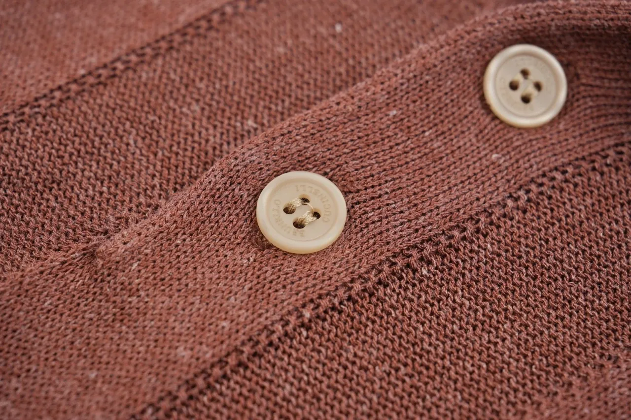 Brunello Cucinelli Terracotta Linen-Blend Ribbed Polo Shirt product photo from LabelPicks