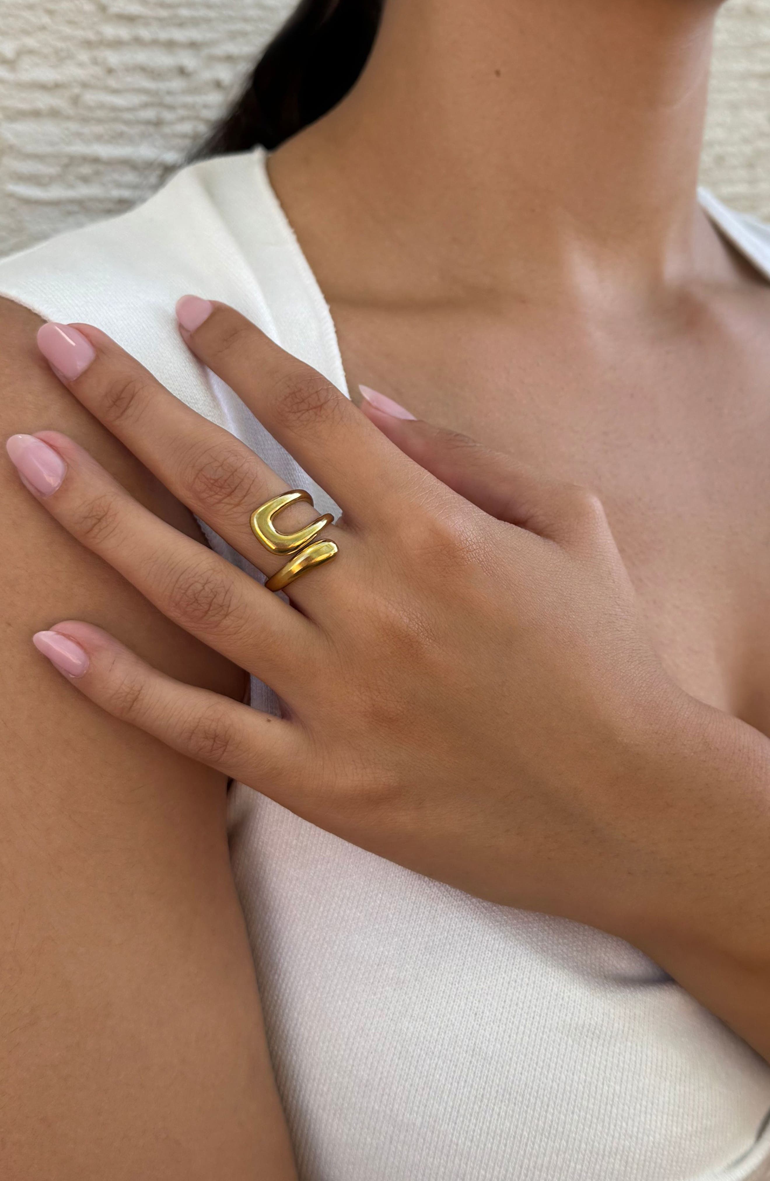 Adornia 18K Gold Plated Stainless Steel Bypass Ring