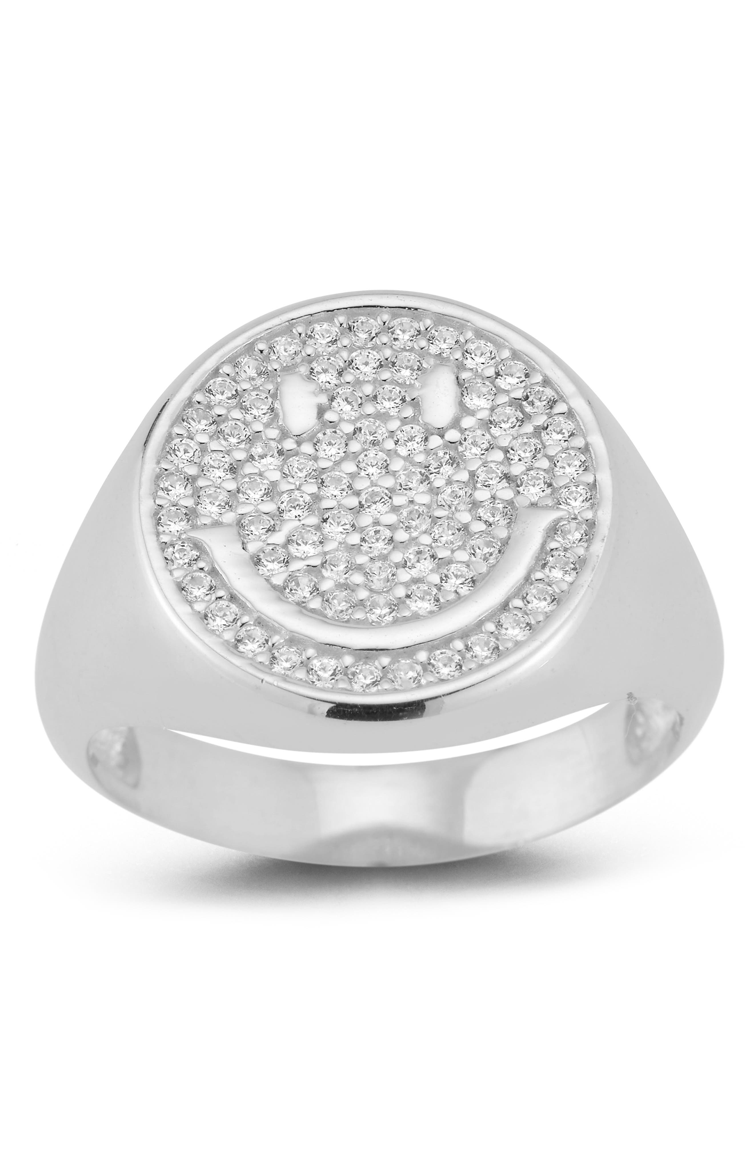 SPHERA MILANO Pavé Cubic Zirconia Smiley Face Ring