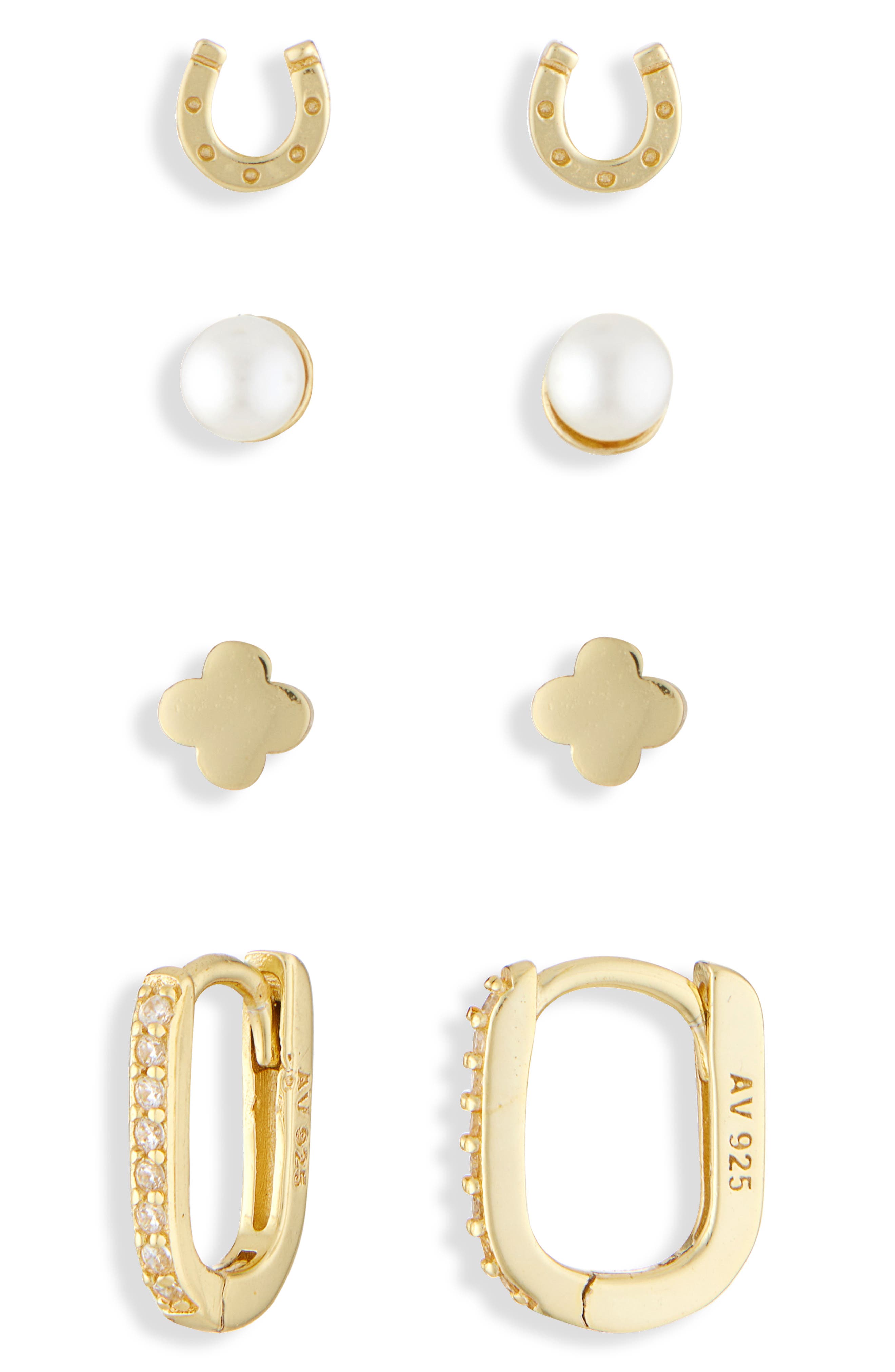 ARGENTO VIVO Pack of Four Luck Assorted Stud & Hoop Earrings