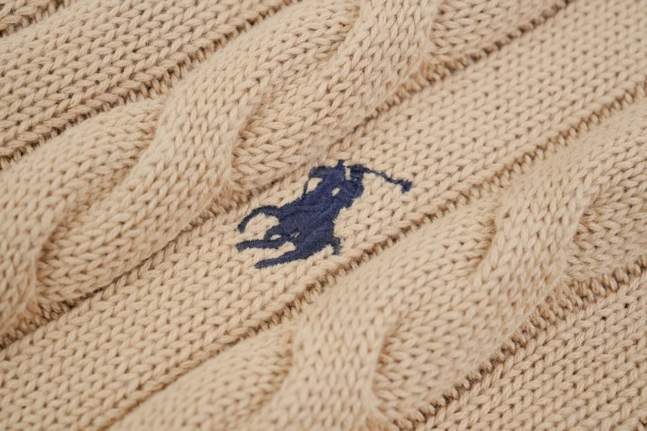 Ralph Lauren Camel Pony Embroidered Half Zip Stand Collar Sweater product photo from LabelPicks
