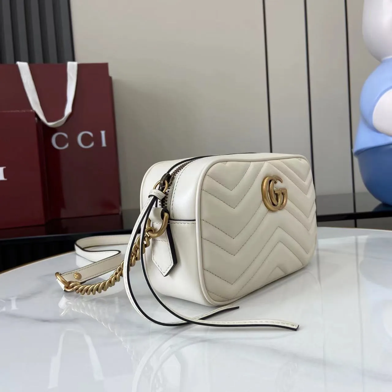 Gucci White Marmont GG Supreme Canvas Crossbody Bag product photo from LabelPicks