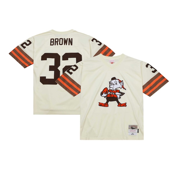 Jim Brown Cleveland Browns Chainstitch Legacy Jersey - Cream