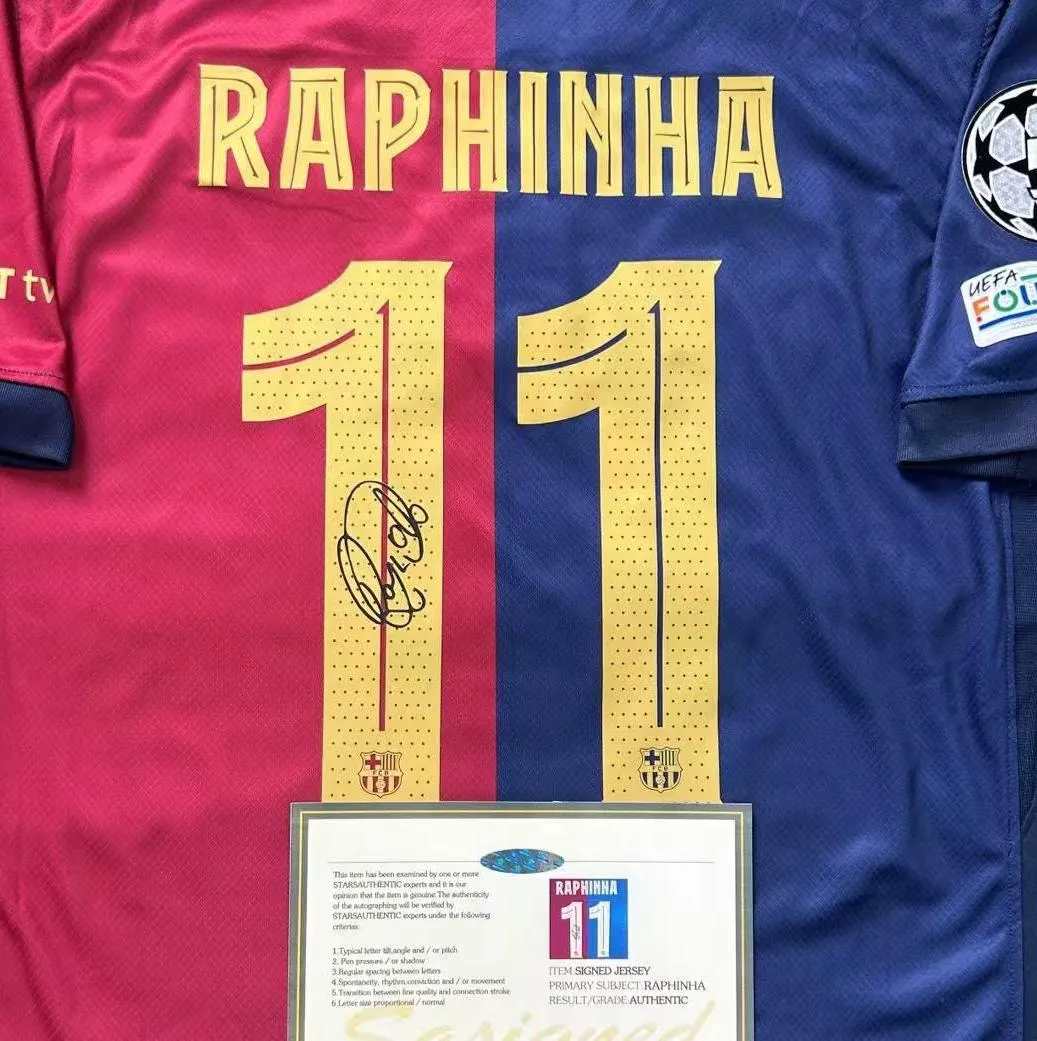 Raphina SIGNED Barcelona 24/25 Home Jersey/Shirt - COA - 2025