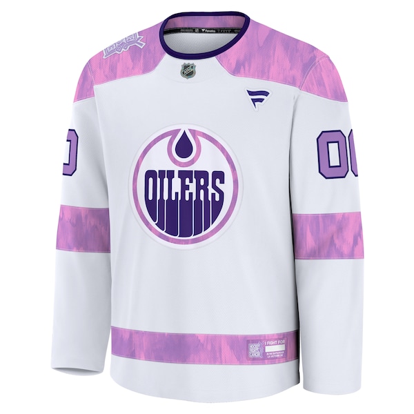 Edmonton Oilers  2024 Hockey Fights Cancer Custom Practice Jersey - White