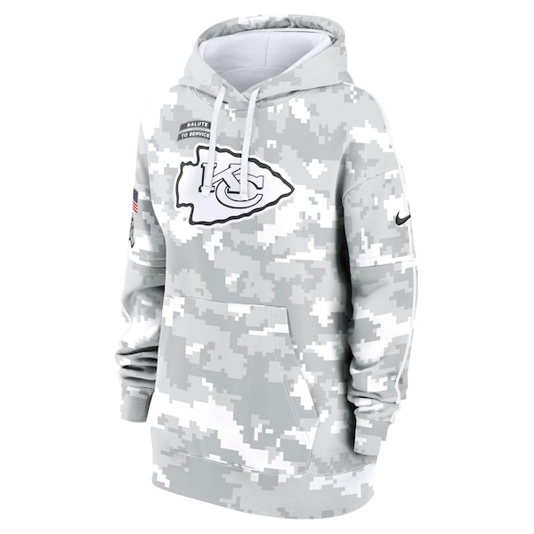Kansas City Chiefs Nike Women's 2024 Salute To Service Club Fleece Pullover Hoodie - Arctic Camo