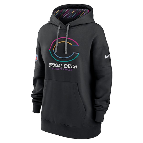 Chicago Bears Nike Women's 2024 NFL Crucial Catch Club Pullover Hoodie - Black