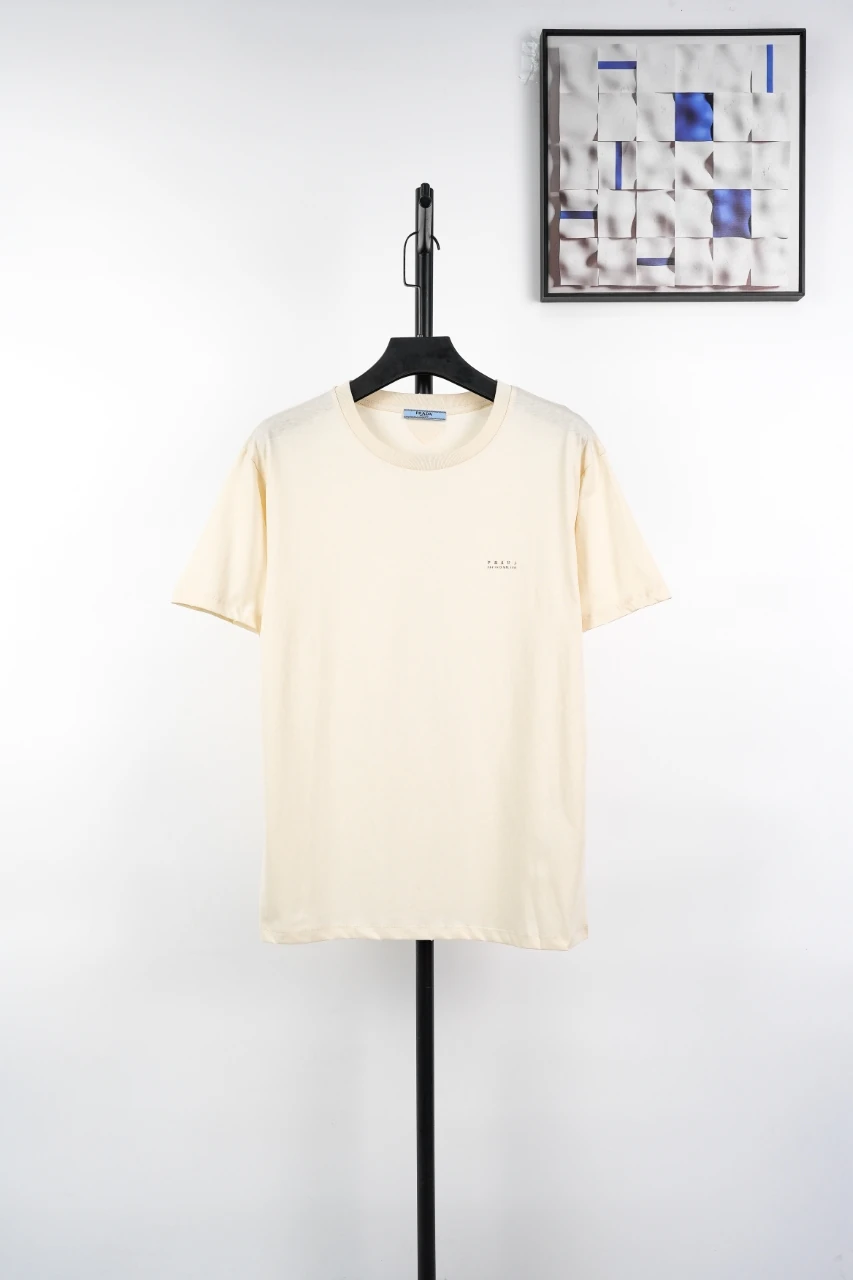 Prada Off-White Distressed Small Logo Triangle T-Shirt product photo from LabelPicks