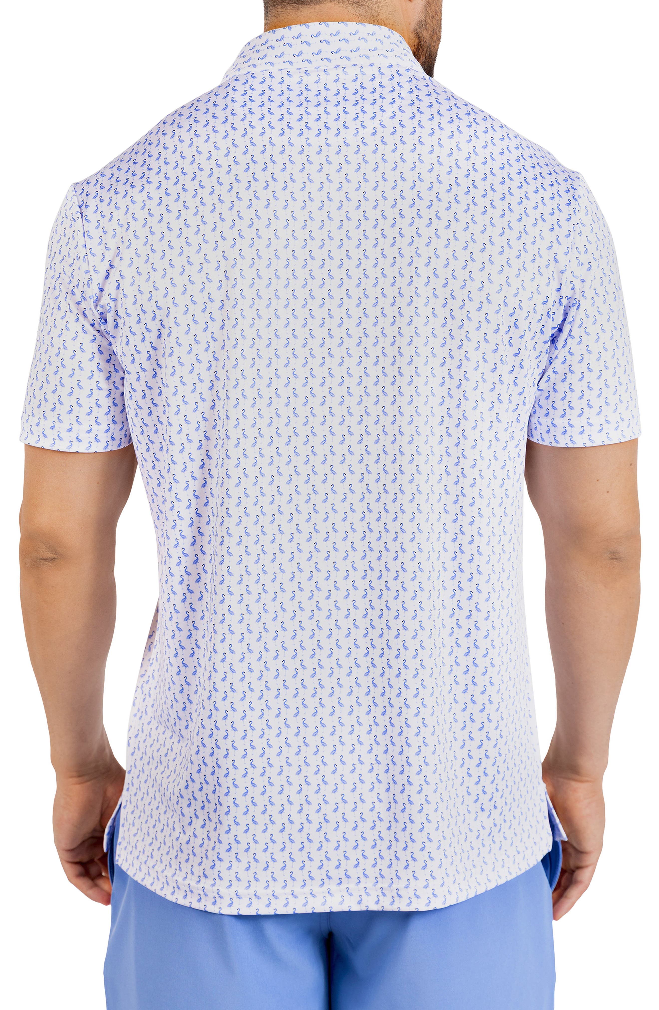 TailorByrd Flamingos Print Performance Polo