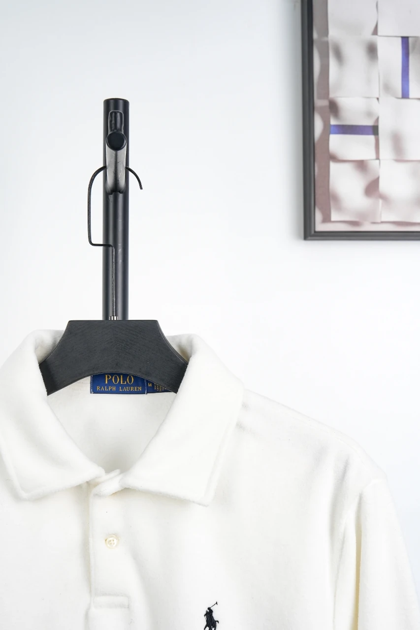 Ralph Lauren White Pony Embroidered Fleece Long Sleeve Polo Shirt product photo from LabelPicks